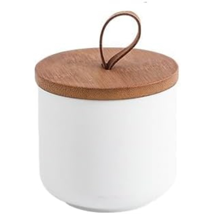 Керамічна банка для цукру, кави, чаю та спецій з кришкою (260 мл, біла)