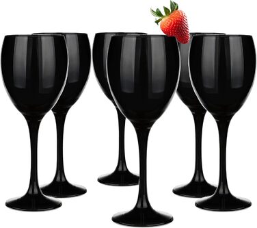 Набір келихів для вина KROSNO Glasmark 1992 (6 шт.) 300 мл - білі, червоні, десертні, коктейльні, склянка для води. Чорний колір, придатні для миття в посудомийній машині