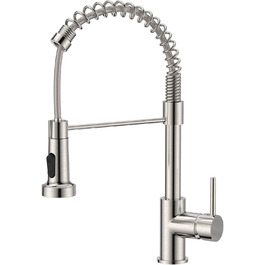 Кран кухонний FORIOUS з високим виливом, поворотний на 360°, з висувною лійкою, нержавіюча сталь, щітка