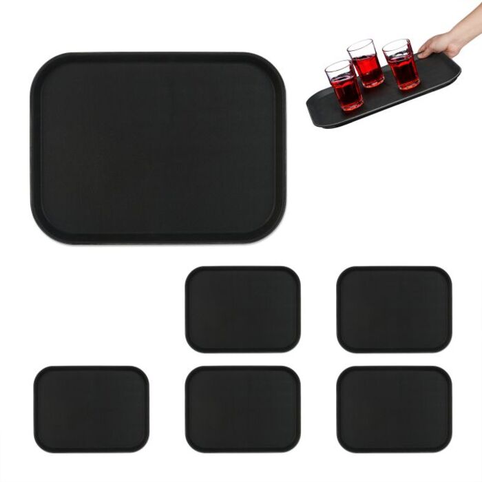 Relaxdays Serving Tray Set of 6 in Black