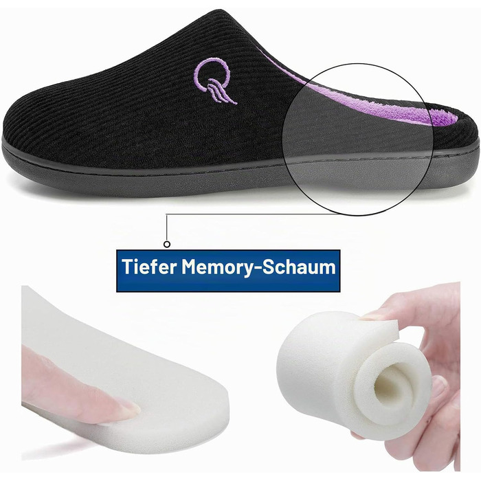 Зимові теплі капці Mishansha унісекс з ефектом пам'яті (Memory Foam) для дому та вулиці, чорні, розмір 40/41 EU