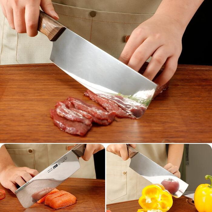 Японський ніж Kiritsuke від Plys: професійний кухонний ніж з нержавіючої сталі з дерев'яною ручкою