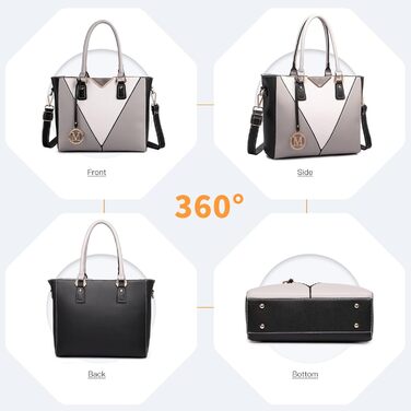 Сумка жіноча Lulu Daen середнього розміру з PU шкіри: сумка-шопер, сумка на плече для роботи, подорожей, бізнесу (Сіра)