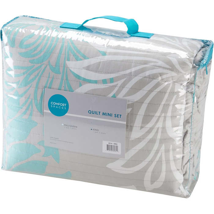 Комплект постільної білизни Comfort Spaces Enya CS14-0064, 3-частинний, квітковий принт, розмір King, блакитно-сірий, 264 x 229 см