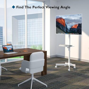 BONTEC Mobile TV Stand for 23-60 inch Plasma/LCD/LED TVs with Laptop Shelf - Adjustable Height, VESA 400x400, 25kg Capacity