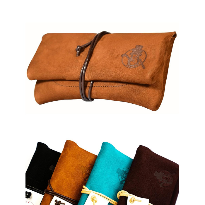 Tabaktasche SEÑOR BOBO - Handmade in DE - Premium Nubuck Leather - with Filter Compartment - Manufacturing Quality from Bavaria - Tobacco Pouch for Rolling Tobacco and Tobacco