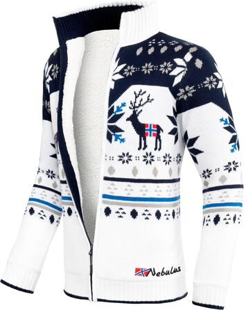 Чоловіча в'язана куртка Nebuus SVERRE, тепла та практична, колір Offwhite-navy (XL)