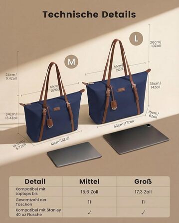 Сумка для ноутбука LOVEVOOK жіноча велика шопер для роботи, університету, школи (15.6 дюймів, синя)