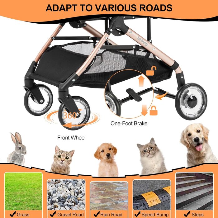 3 в 1 візок для собак з знімним сидінням для подорожей, бутка для собак, переносна сумка, складаний, візок для домашніх тварин, до 20 кг (Хакі)