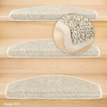 Килимки на сходи Metzker Ventura напівкруглі, бежеві, 15 шт. - Захист сходинок, килимові покриття для сходів