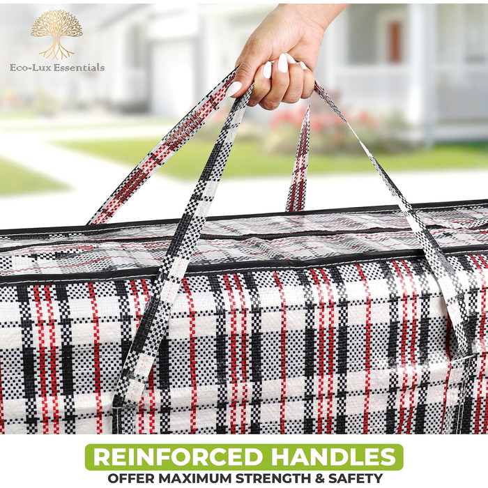 Pro-Lux Extra Large Laundry Storage Bags, Shopping Bags, Strong, Durable, XXL Moving Bags with Zipper and Handles, Reusable, 8 Pack
