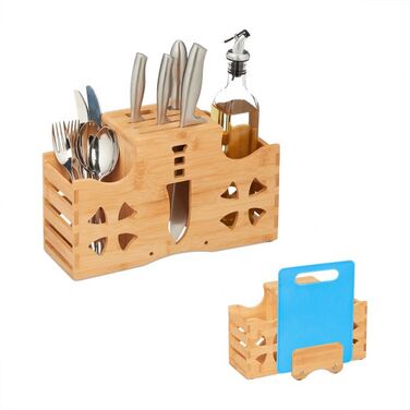 Relaxdays Cutlery Holder with Cutting Board Holder