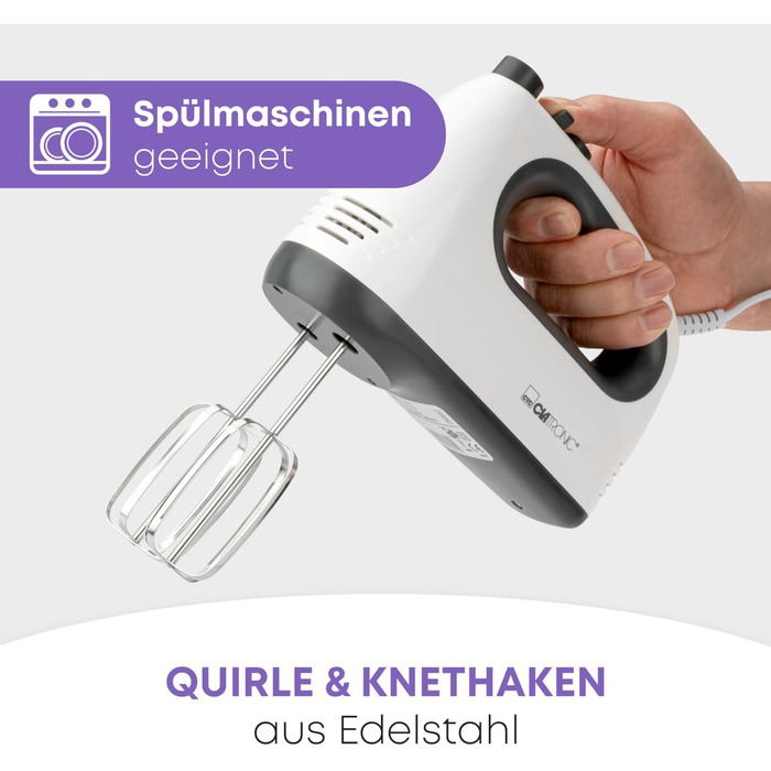 Міксер Clatronic HM 3775: потужний 400 Вт, 5 швидкостей, нержавіюча сталь, для дому