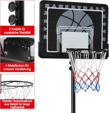 Yaheetech Adjustable Height Basketball Stand with Wheels - Portable Basketball System with Fillable Base - Indoor/Outdoor Basketball Hoop, 264cm