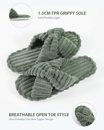 Зручні жіночі халати Star Vibe: м'які домашні тапочки, колір зелений, розмір 40/41 EU