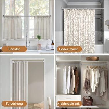 Штанга для душу/шторки без свердління AIZESI, телескопічна, 80-160 см, діаметр 22 мм, для ванної, вікна, шафи