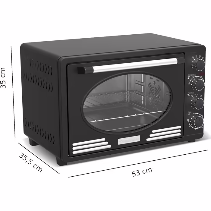 Turbotronic Retro Mini Oven with Convection 45L black, red, blue, beige 2000W, Mini Oven, Pizza Oven, Grill