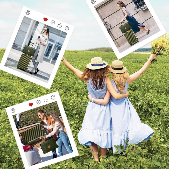 Набір валіз Joyway 5шт з ABS, розширюваний, з TSA замком, 4 колеса, набір для подорожей, зелений