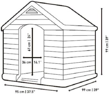 CURVER Dog House - Gray, Waterproof & UV Resistant - Recycled PVC - Large Dog Size - 95x99x99cm