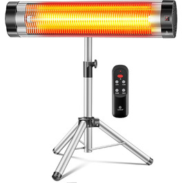 Інфрачервовий обігрівач KESSER® 2500W з пультом дистанційного керування та захисним чохлом, телескопічною стійкою, для тераси та дому