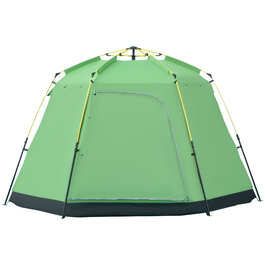 Outsunny Camping Tent 6-Person Family Dome Tent PU2000mm Waterproof, Easy Setup, Steel & Fiberglass, Green, 320x320x180cm