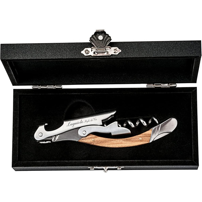 Laguiole Style de Vie Corkscrew, Bottle Opener with Foil Cutter, Olive Wood