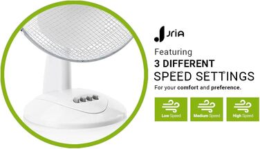 Турбо вентилятор настільний з регулюванням кута нахилу, 30 см, 3 швидкості, осциляція 90°, білий