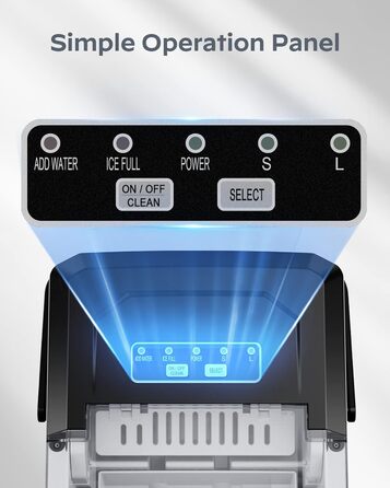 Машина для приготування льоду Silonn з кошиком – портативна та самоочисна, Mini Ice Maker, 9 кубиків/6 хв, 12 кг/день, зручне виймання та використання (Чорний, 1.2 л)