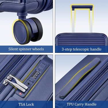 Набір валіз Joyway 4 шт. з жорстким корпусом та TSA-замком, розширюваний, чорний (блакитний)