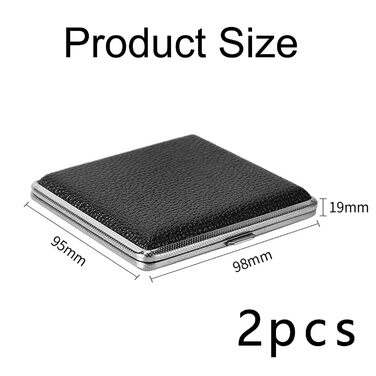 Чохол для сигарет на 20 сигарет, чорний, з кліп-застібкою, PU шкіра, 10 x 9.5 x 1.9 см