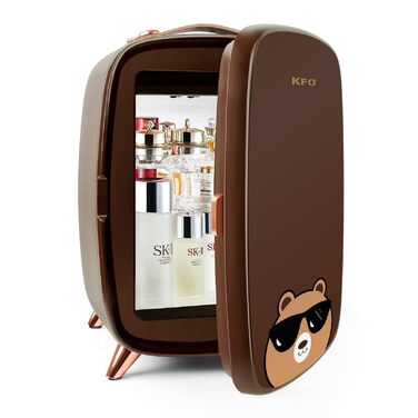 Міні-холодильник KFO Ultra-тихий (20 dB) з LED-дзеркалом для косметики та напоїв, 220V AC/ 12V DC, термоелектричне охолодження та нагрівання, білий (6 л)