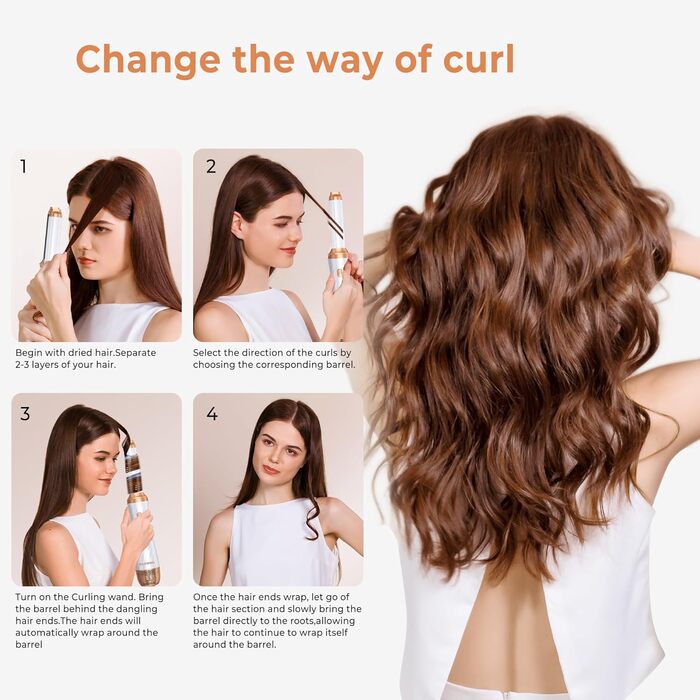 Набір для укладки волосся 7 в 1 OKWRAP Airstyler: фен, плойка, щітка, випрямляч. 110000 об/хв, іонізація, тиха робота. Колір: сірий