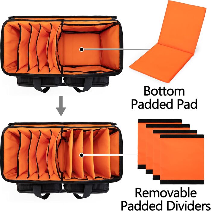 Сумка для DJ Trunab з органайзером для кабелів, знімним м'яким дном та 9 перегородками. Містка сумка для DJ-обладнання, музичних інструментів та аксесуарів