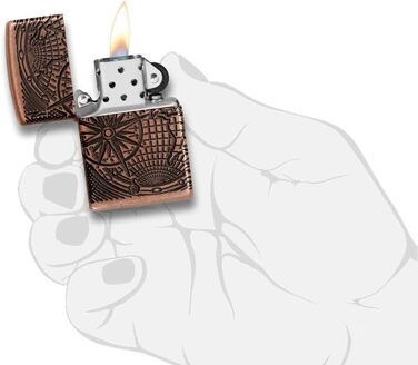 Zippo 29853 – World Map, Antique Copper – Gasoline Windproof Lighter, Refillable, in a High-Quality Gift Box