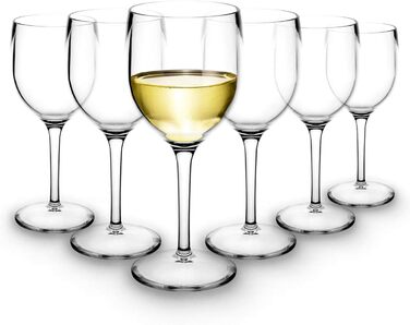 Premium Unbreakable Red Wine Glasses - Reusable Plastic, 25cl, 6-Pack