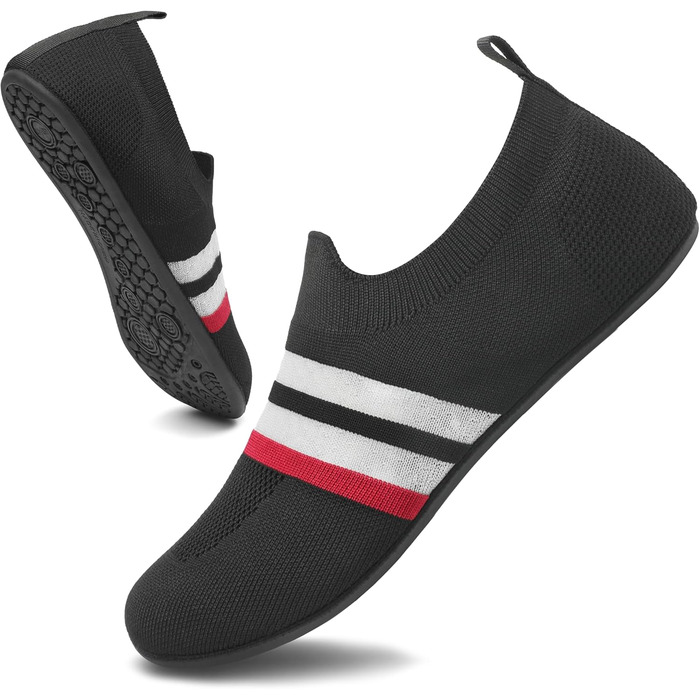 Домашні тапочки для жінок та чоловіків, для ходьби босоніж, в'язані шкарпетки, зручні тапочки для подорожей (38/39.5 EU, Чорний)