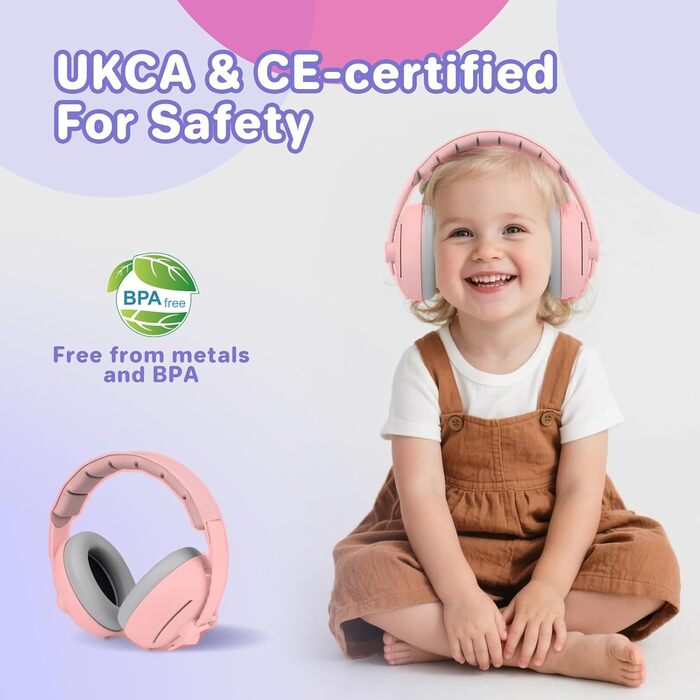 Навушники для захисту слуху дитини 2в1, 25db, для дітей до 48 місяців, з шумозаглушенням, рожеві