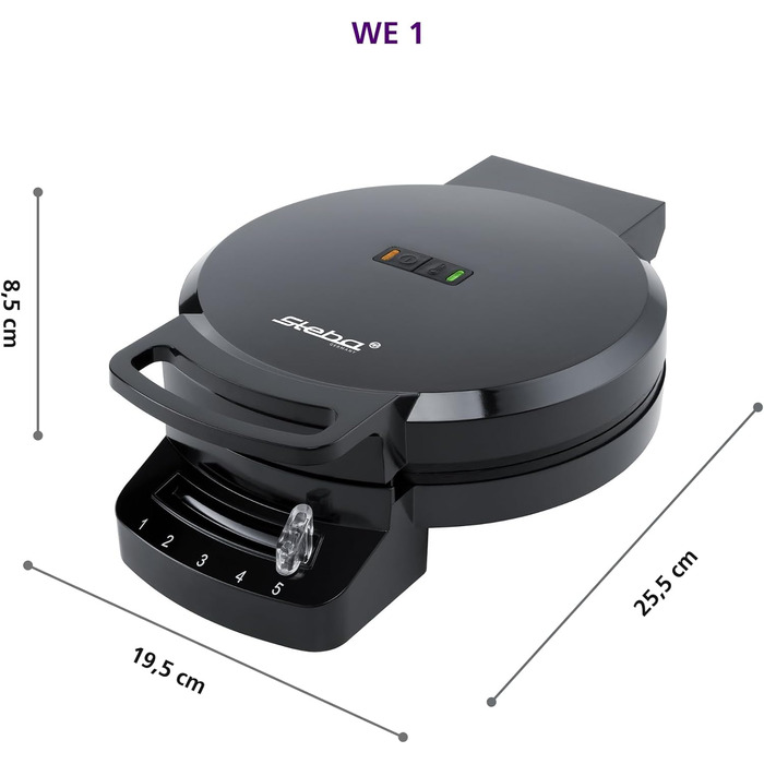 Steba Germany WE 1 Waffle Maker - Non-Stick, Adjustable Temperature, Folding Design
