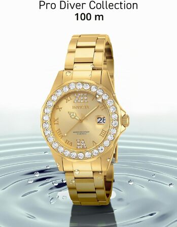Жіночий кварцовий годинник Invicta Pro Diver зі сталі, 38мм, золотий