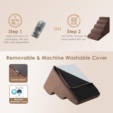 Сходинки для собак EHEYCIGA: компактні, 40 см, для маленьких собак, зручні для софи та ліжка, з антиковзким покриттям, 3 сходинки, сірий колір (40 x 50 x 30 см)