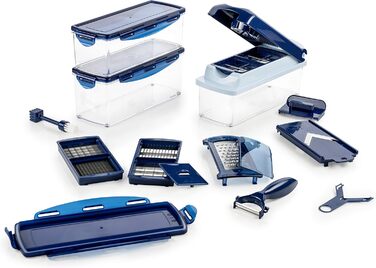 Genius Nicer Dicer Plus (18 частин) сапфірово-блакитного кольору - набір для нарізки овочів та фруктів (кубики, соломка, скибочки, смужки)