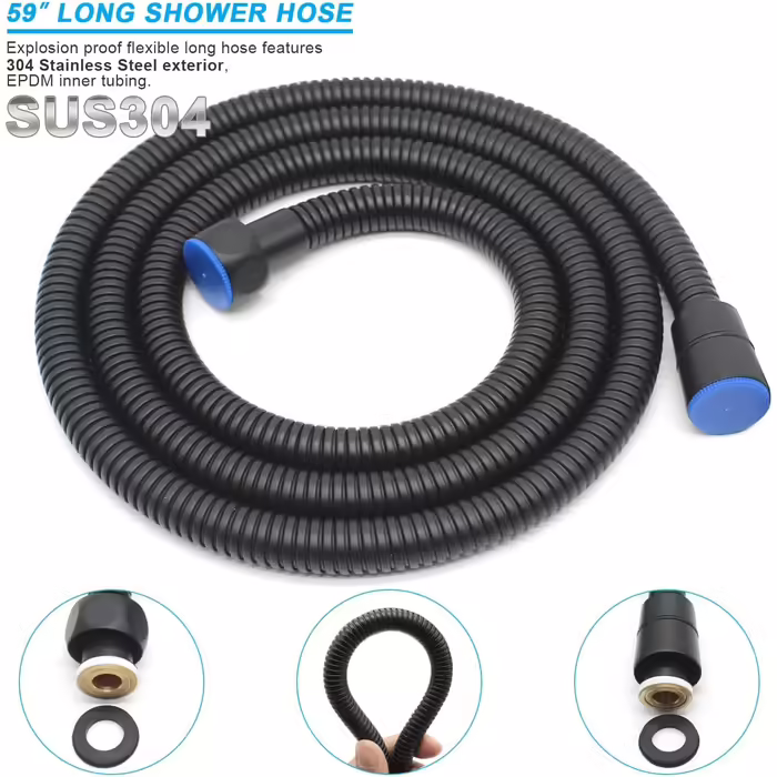 ENGA Vintage Handheld Showerhead Rain Shower Telephone Shape Brass Ceramic Shower Head with 59 Inch Hose for Bathroom (Retro) (Black)