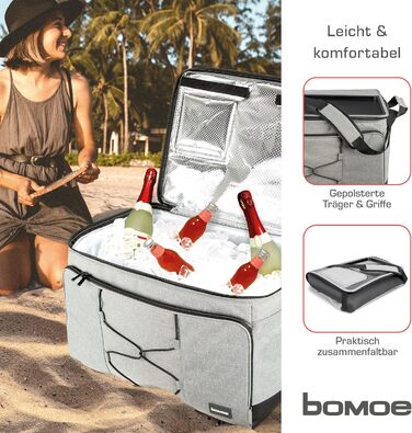 Foldable Cooler Bag 25L/45L/52L - Outdoor Cooler Box with 16h Cooling Function and Carrying Straps, Waterproof Picnic Bag Insulated Bag with Shelf, Insulated Bag - Anthracite or Grey - IceBreezer