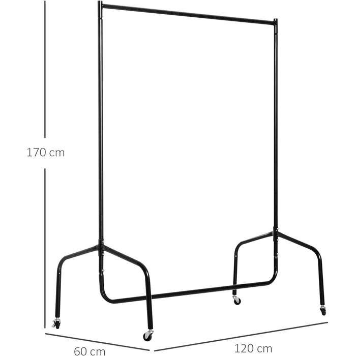 HOMCOM Clothes Rack Clothes Trolley Laundry Rack Rolling Wardrobe Clothes Stand (150 x 60 x 170 cm) (120 x 60 x 150 cm)