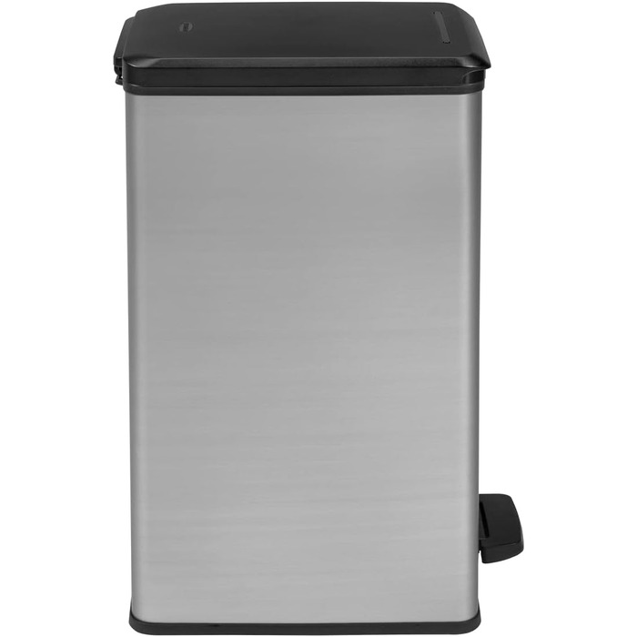 Сміттєвий кошик Curver Deco Slim 40 л, пластиковий, чорний/сріблястий металік, 39.3 x 25 x 60.7 см