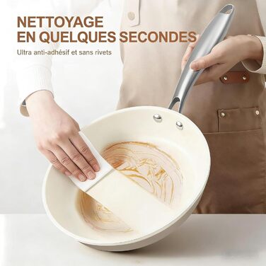 Пательня керамічна 24 см з антипригарним покриттям, індукційна, для духовки та посудомийної машини, алюмінієва з ручкою з нержавіючої сталі