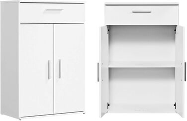 Multipurpose cabinet 60cm wide with drawers 'The Practical', small office cabinet or filing cabinet, also as a shoe cabinet or storage cabinet in 60x90x34 cm (W/H/D) in white