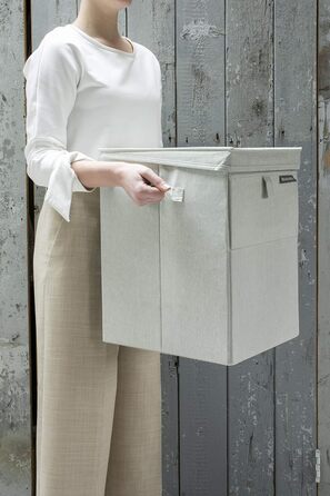 Brabantia - Stackable Laundry Box - Laundry Basket - Easy to fill and empty - Large volume - Quickly folds flat - Lightweight and sturdy handles - Green - 35 L - 37.0 x 44.5 x 32.0 cm