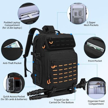 Водонепроникний рюкзак для камери FRETHIND: DSLR, SLR, дрона, об'єктивів та ноутбука (з дощовиком)