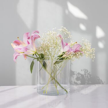 TREND Home Deko-Glass Containers 19 cm Cylinder Vase Flower Vase Candle Holder Stump Candles Candle Holders Glass Vase Floor Vase Large Decoration Wedding Transparent | Ø 19 cm | 4848 ml | Naida